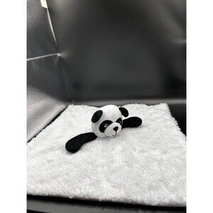 Okie Dokie Panda Plush Baby Security Blanket Lovey Black White Swirl 13” Plush